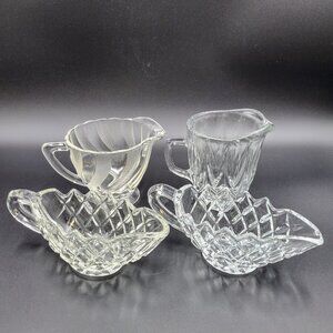 Vintage Creamers Syrup Pitchers Condiment Servers Clear Glass Serving Kitchen
